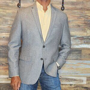 Banana Republic Marzotto Italy Super 110's Wool Gray Herringbone Blazer 42R